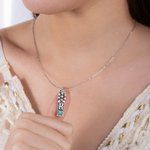 Personalisierte Vintage Boho Floral Türkis Sterling Silber Halskette mit Initial zierlichen Schmuck Geburtstag Geschenk für Frauen Mädchen
