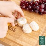 Spersonalizowana bambusowa deska do krojenia FSC z rowkiem na sok Made in USA Grawerowany tekst o tematyce bożonarodzeniowej Świąteczny prezent dla rodziny na parapetówkę