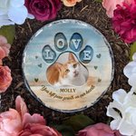 Gepersonaliseerde Love Pet Foto Slijtvaste Tuinsteen met Naam Binnenplaats Decor Huisdier Herdenkingscadeau voor Huisdiereigenaren Tuinliefhebbers