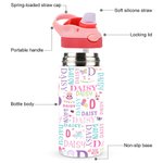 Personalized Cute Cartoon Design Word Cloud 12 oz Insulated Water Bottle with Name Daily Use Birthday Christmas Gift for Kids Toddlers