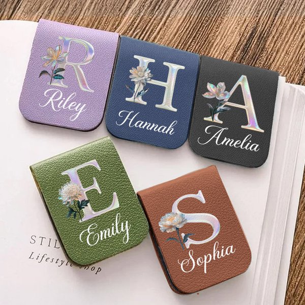 Stories Shine with Reading Time - Personalised Pearl Effect Birth Flower Name Magnetic Bookmark Clip