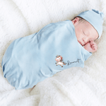 Personalised Cute Animals 100% Cotton Photo Baby Romper Hat Blanket Outfit with Gift Box Name Year Coming Home Baby Shower Gift for Newborn