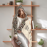 Personalised Leopard Print Cartoon Character Soft Hooded Blanket with Name Home Decor Birthday Christmas Gift for Best Friends Besties