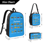Personalised Multi-Colour Children's Construction Vehicle Backpack Pencil Case Lunch Bag Set with Name Back-To-School Birthday Gift for Boys Girls