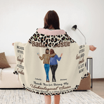 Personalised Leopard Print Cartoon Character Soft Hooded Blanket with Name Home Decor Birthday Christmas Gift for Best Friends Besties