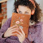 Personalised Wildflower PU Leather Notebook Cover Pencil Sketchbook Storage with Name Birthday Christmas Gift for Women Writers Sketchers