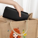Personalized Funny 3D Cartoon Character Birth Flower Jute Tote Bag with Name Birthday Anniversary Gift for Women Girls