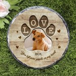 Gepersonaliseerde Love Pet Foto Slijtvaste Tuinsteen met Naam Binnenplaats Decor Huisdier Herdenkingscadeau voor Huisdiereigenaren Tuinliefhebbers