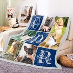 Coperta personalizzata con stampa di zampe e foto di animali domestici Multicolore con 1-4 nomi e iniziali Regalo di compleanno per gli amanti degli animali domestici