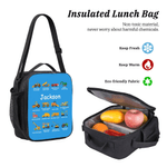 Personalised Multi-Colour Children's Construction Vehicle Backpack Pencil Case Lunch Bag Set with Name Back-To-School Birthday Gift for Boys Girls