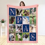 Coperta personalizzata con stampa di zampe e foto di animali domestici Multicolore con 1-4 nomi e iniziali Regalo di compleanno per gli amanti degli animali domestici