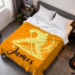 Personalisierte Eishockey Decke im Spieler-Silhouette Design mit Namen und Trikotnummer Wohndeko Winterspiele Geschenk für Teams Hockey-Liebhaber