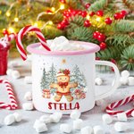 Personalized Cute Gingerbread Man 12 oz Cocoa Enamel Mug with Name Daily Use Christmas Gift for Kids Family