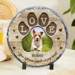 Gepersonaliseerde Love Pet Foto Slijtvaste Tuinsteen met Naam Binnenplaats Decor Huisdier Herdenkingscadeau voor Huisdiereigenaren Tuinliefhebbers