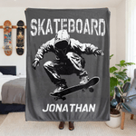 Personlig Skateboard Silhuett Mykt Kaste Teppe med Navn Hjemmeinnredning Jul Bursdagsgave til Familie Venner Barn Tenåringer