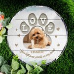 Gepersonaliseerde Love Pet Foto Slijtvaste Tuinsteen met Naam Binnenplaats Decor Huisdier Herdenkingscadeau voor Huisdiereigenaren Tuinliefhebbers