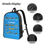 Personalised Multi-Colour Children's Construction Vehicle Backpack Pencil Case Lunch Bag Set with Name Back-To-School Birthday Gift for Boys Girls