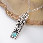 Personalisierte Vintage Boho Floral Türkis Sterling Silber Halskette mit Initial zierlichen Schmuck Geburtstag Geschenk für Frauen Mädchen