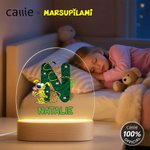 Gepersonaliseerd Langstaart Luipaard Marsupilami Ovaal LED Nachtlampje met Houten Voet Verjaardagscadeau voor Peuters Kinderen | Callie × Marsupilami®