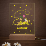 Gepersonaliseerd Langstaartluipaard Marsupilami Naam Acryl LED Nachtlampje met Voet Home Decor Verjaardagscadeau voor kinderen | Callie × Marsupilami® 1