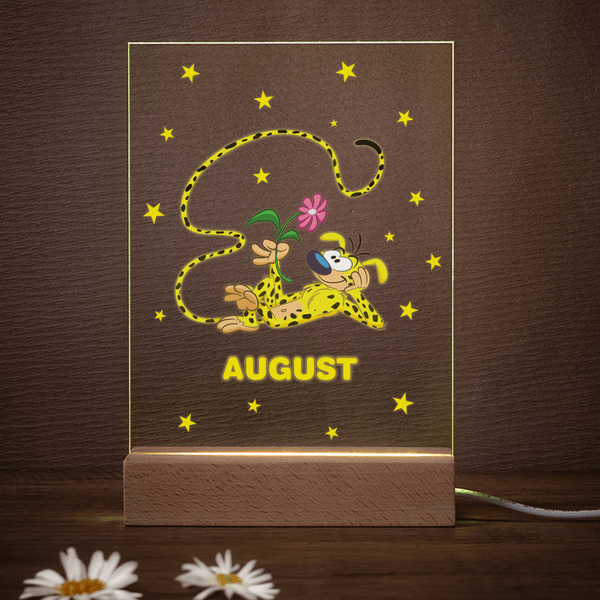 Gepersonaliseerd Langstaartluipaard Marsupilami Naam Acryl LED Nachtlampje met Voet Home Decor Verjaardagscadeau voor kinderen | Callie × Marsupilami®