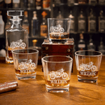 Gepersonaliseerde motorfiets gegraveerde naam whisky karaf bar accessoire verjaardagscadeau voor mannen whisky liefhebbers