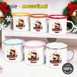 Personalized Long Tailed Marsupilami Merry Christmas 12 oz Enamel Mug with Name Christmas Gift for Family Friend | Callie × Marsupilami®