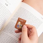 Personalised Floral Cartoon Reading Character Magnetic PU Leather Bookmark Clip with Name and Title Reading Tool Club Birthday Gift for Book Lovers
