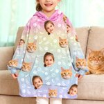 Personalised Funny Face Photo Multicolor Flannel Hoodie Daily Wear Birthday Christmas Gift for Family Friends Kids