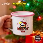 Personalized Long Tailed Marsupilami Merry Christmas 12 oz Enamel Mug with Name Christmas Gift for Family Friend | Callie × Marsupilami®