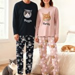 Foto personalizzate del volto di un animale domestico con zampa Morbido pigiama a maniche lunghe con nome Regalo di compleanno per gli amanti degli animali domestici