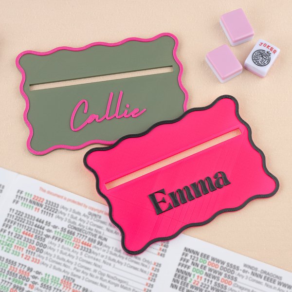 Personalized 3D-Printed Scalloped Edge Multicolor Mahjong Line Finder with Name Mahjong Game Night Birthday Gift for Mahjong Enthusiasts
