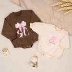 Personalised Bow Soft Long Sleeve Baby Girl Onesie Sweatshirt with Name Baby Shower Birthday Gift for Newborns New Parents