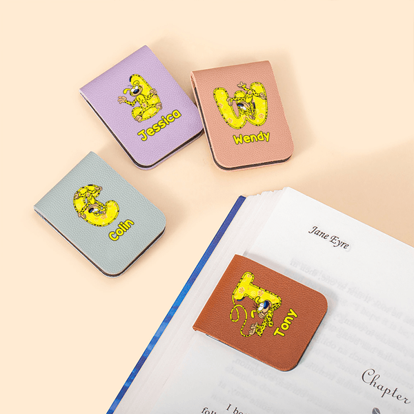 Personalized Long-Tailed Leopard Marsupilami Initial Magnetic Bookmark Clip with Name Christmas Birthday Gift for Kids | Callie × Marsupilami®