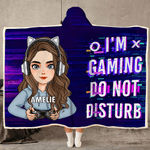 Personalised Gamepad Cartoon Character Soft Hooded Blanket with Name Home Decor Daily Use Birthday Gift for Teenagers Friends