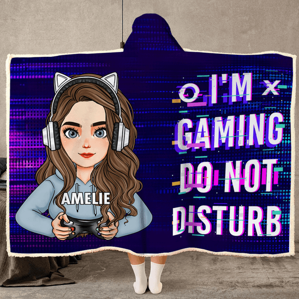 Personalized Gamepad Cartoon Character Soft Hooded Blanket with Name Home Decor Daily Use Birthday Gift for Teenagers Friends