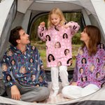 Personalised Funny Face Photo Multicolor Flannel Hoodie Daily Wear Birthday Christmas Gift for Family Friends Kids