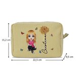 Sac cosmétique de grande capacité personnalisé avec nom et personnage de dessin animé - Style à Rayures - Cadeau anniversaire voyage pour femme