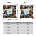 Cuscino personalizzato con nome e iniziali, con griglia a nove quadrati, collage di foto, ferro di cavallo, morbido cuscino per la casa, regalo per gli amanti dei cavalli.