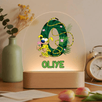 Personalisierte Long-Tailed Leopard Marsupilami Oval LED-Nachtlicht mit Namen und hölzernen Basis Geburtstag Geschenk für Kleinkinder Kinder | Callie × Marsupilami®