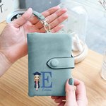 Personalised Cartoon Graduate Character Tri-fold PU Leather Wristlet Wallet with Initial and Card Holder  Graduation Birthday Gift for Women Graduates