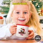 Personalized Long Tailed Marsupilami Merry Christmas 12 oz Enamel Mug with Name Christmas Gift for Family Friend | Callie × Marsupilami®