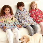 Personalised Funny Face Photo Multicolor Flannel Hoodie Daily Wear Birthday Christmas Gift for Family Friends Kids