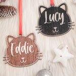Personalized Cute Cat Face Ornament with Name Tree Decor Christmas Gift for Family Friend Cat Lover