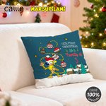 Personligt kuddfodral med tomtehatt och långsvansad marsupilami Heminredning Julklapp för barn | Callie × Marsupilami®