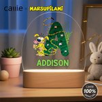 Gepersonaliseerd Langstaart Luipaard Marsupilami Ovaal LED Nachtlampje met Houten Voet Verjaardagscadeau voor Peuters Kinderen | Callie × Marsupilami®