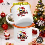 Personalized Long Tailed Marsupilami Merry Christmas 12 oz Enamel Mug with Name Christmas Gift for Family Friend | Callie × Marsupilami®