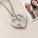 Collier photo coeur gravé personnalisé avec texte Cadeau d'anniversaire pour la famille et les amis