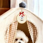 Henkilökohtainen kirjailtu Pet Face Photo Ornamentti nimi ja punainen Bow Holiday Tree Decor joululahja lemmikkieläinten ystäville