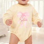Personalised Bow Soft Long Sleeve Baby Girl Onesie Sweatshirt with Name Baby Shower Birthday Gift for Newborns New Parents